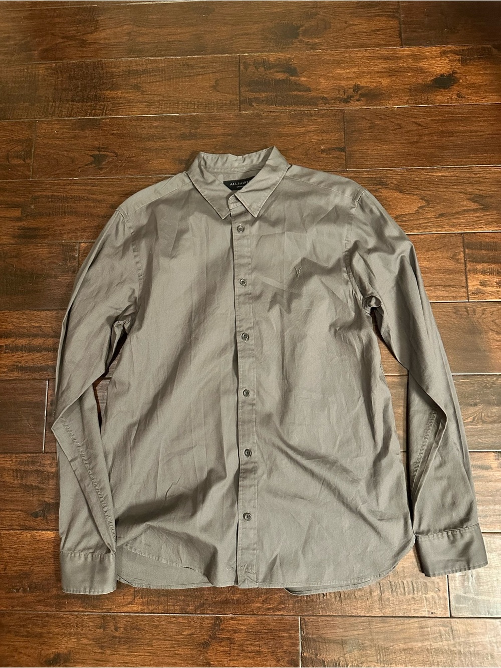 All Saints Men's Long-Sleeve Button-Down Shirt - Gray